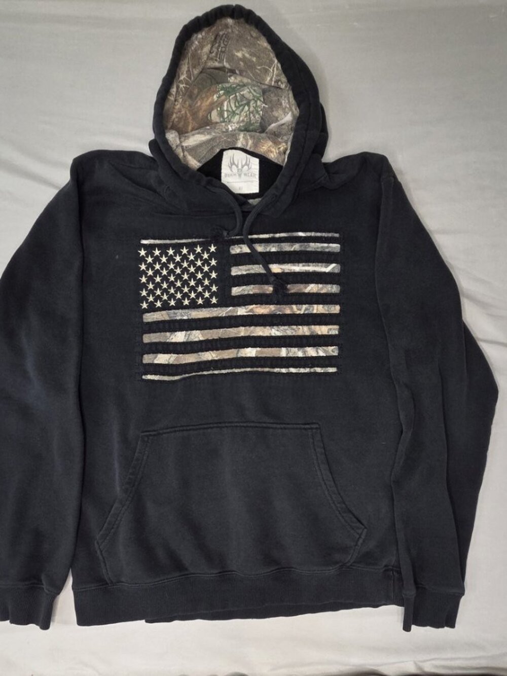 Buck Wear MD Black Camo Flag Pullover Hoodie